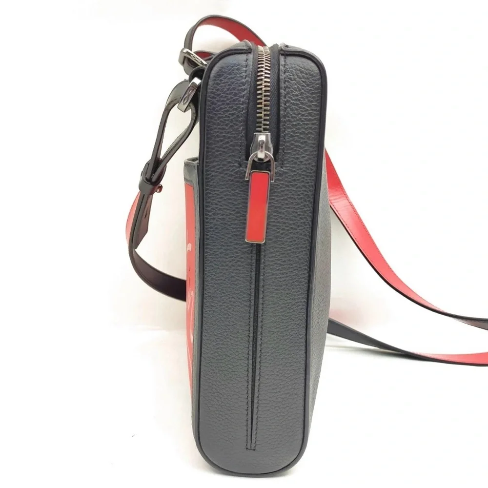 AUTH Christian Louboutin Bag • Crossbody in Black and Red Leather, Authentic